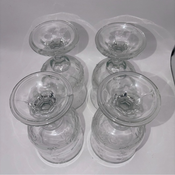 Anchor Hocking Savannah VTG Clear Water Goblets 7 1/4” Set of 4 Floral Glasses - Picture 7 of 14